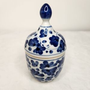 Cobalt Blue Asian Lidded Jar